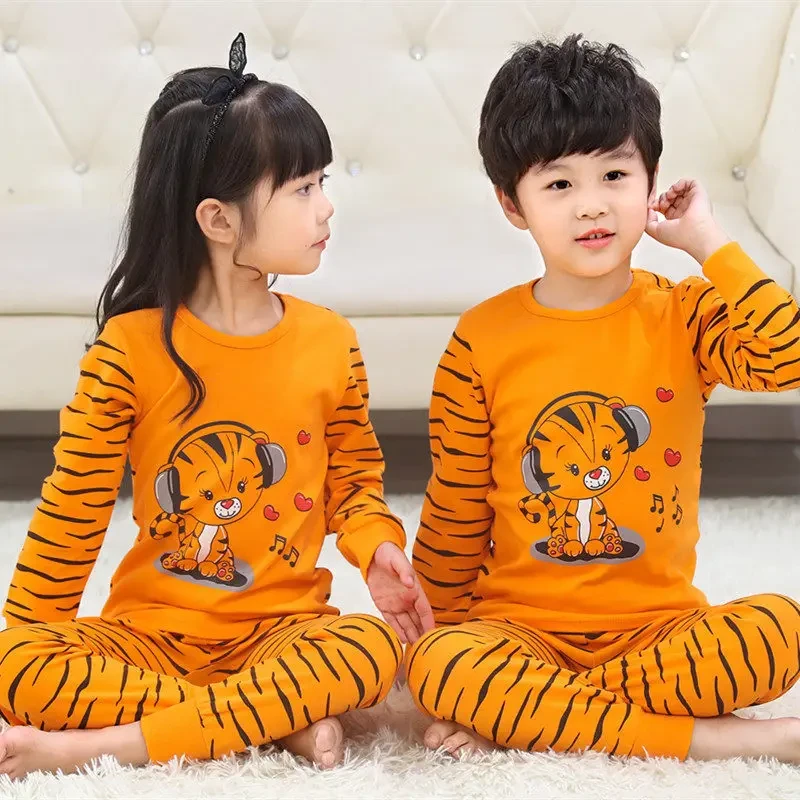 New Kids Pajamas Sets Boys Cartoon Tiger Styling Baby Kids Pijama Infantil Pyjama Girl Home Clothes Children Christmas Sleepwear