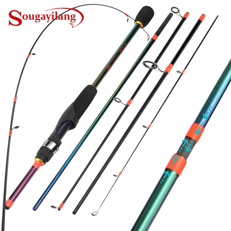 Sougayilang UL Fishing Rods Spinning Casting Throw Fishing Rod 5 Sections 1.8-2.4M High Carbon Fiber Travel Fishing Accessories