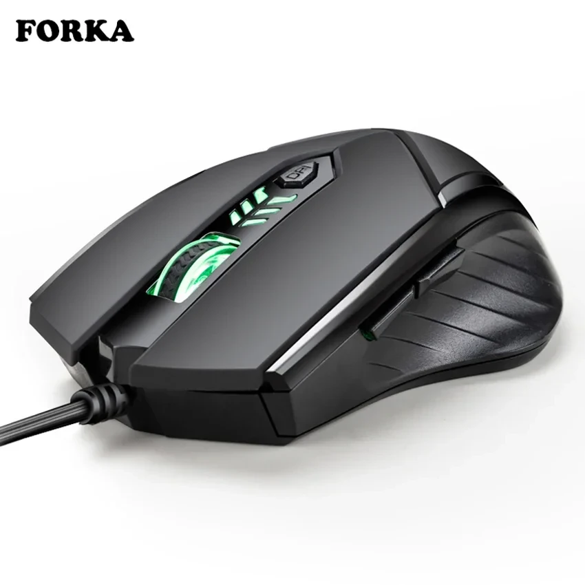 FORKA Silence Click Wired Gaming Mouse 6 Buttons USB Mute LED Optical Cable Ergonomic Computer Mouse Mice for PC Laptop Gamer
