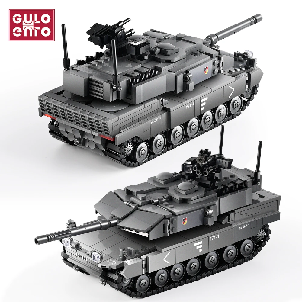 Military Tanks Challenger Leopard 2A7+ Main Battle Tank Soldier Police Building Blocks WW2 Bricks Army Kids Children Toys Gifts