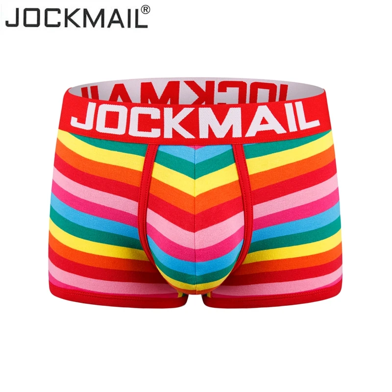 jockmail 2020new Sexy underwear men boxer Rainbow Stripe boxershorts men Low-Rise Breathable Pouch gay calzoncillos hombre slips