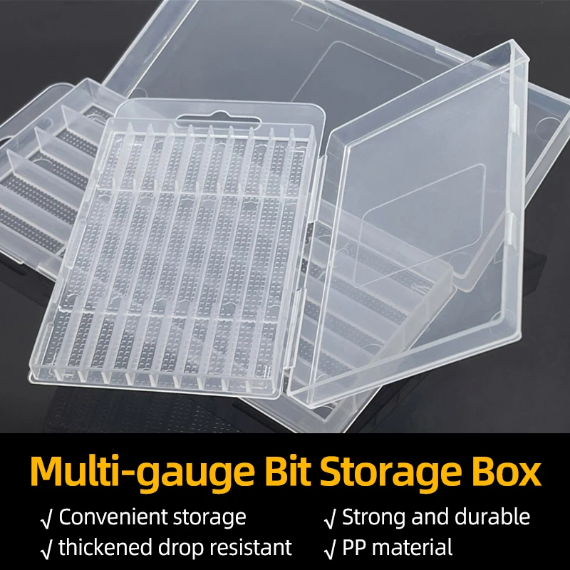 1PC Twist Drill Empty Box Storage Box Toolbox Tool Accessories Woodworking Drill Bit 5/10 Hole Transparent Plastic Box