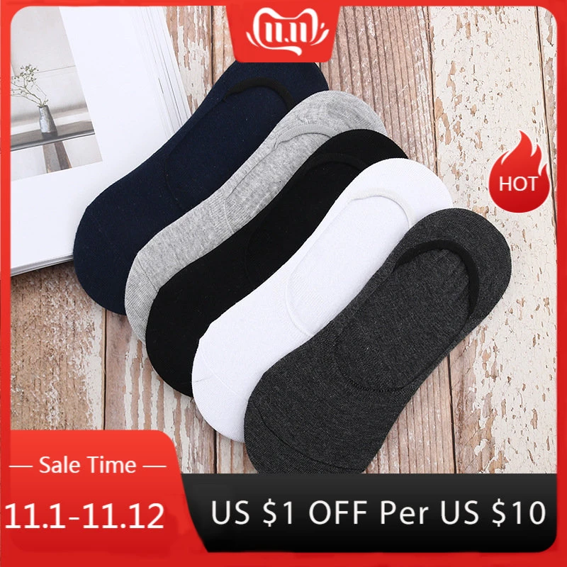 2021 New Arrival 5 pair/Lot Solid Ankle SockS in Set Shallow Invisible Socks Breathable Anti-friction  Socks 35-41 Dropship