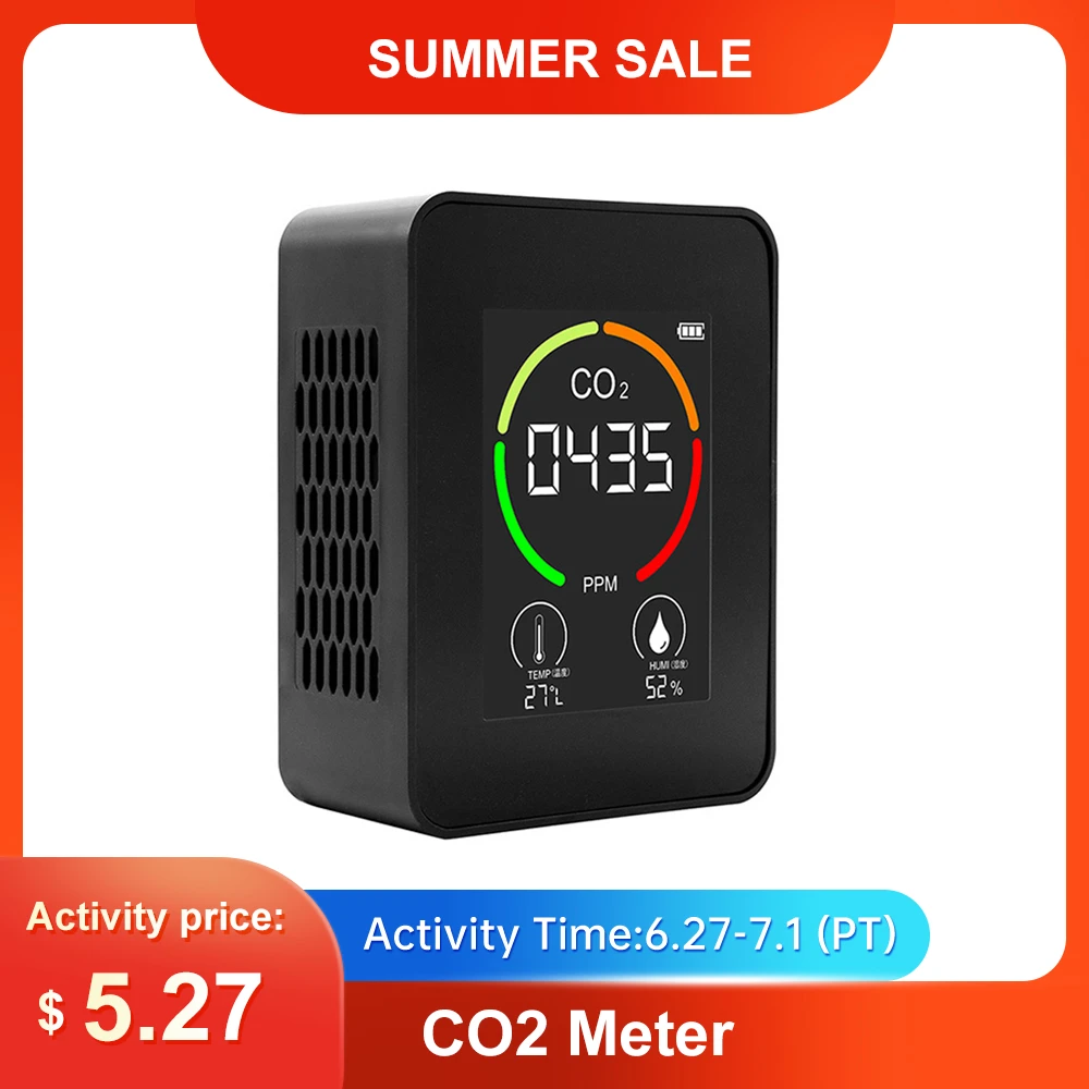 Indoor CO2 Sensor CO2 Meter Digital Air Detector Intelligent Air Quality Analyzer Air Pollution Monitor Gas Detector Medidor co2