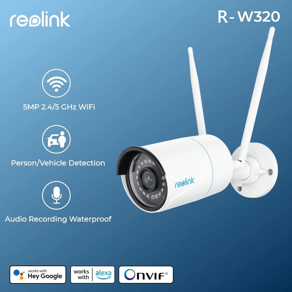 Reolink 5MP Human/Car Detection WiFi Camera 2.4G/5Ghz Night vision Onvif SD card slot 256GB Waterproof Smart Home Cam RLC-510WA
