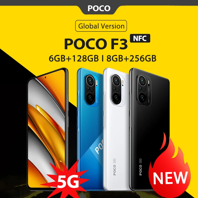 Global Version POCO F3 NFC 5G 6GB 128GB/8GB 256GB Mobile Phone Snapdragon 870 Octa Core 6.67