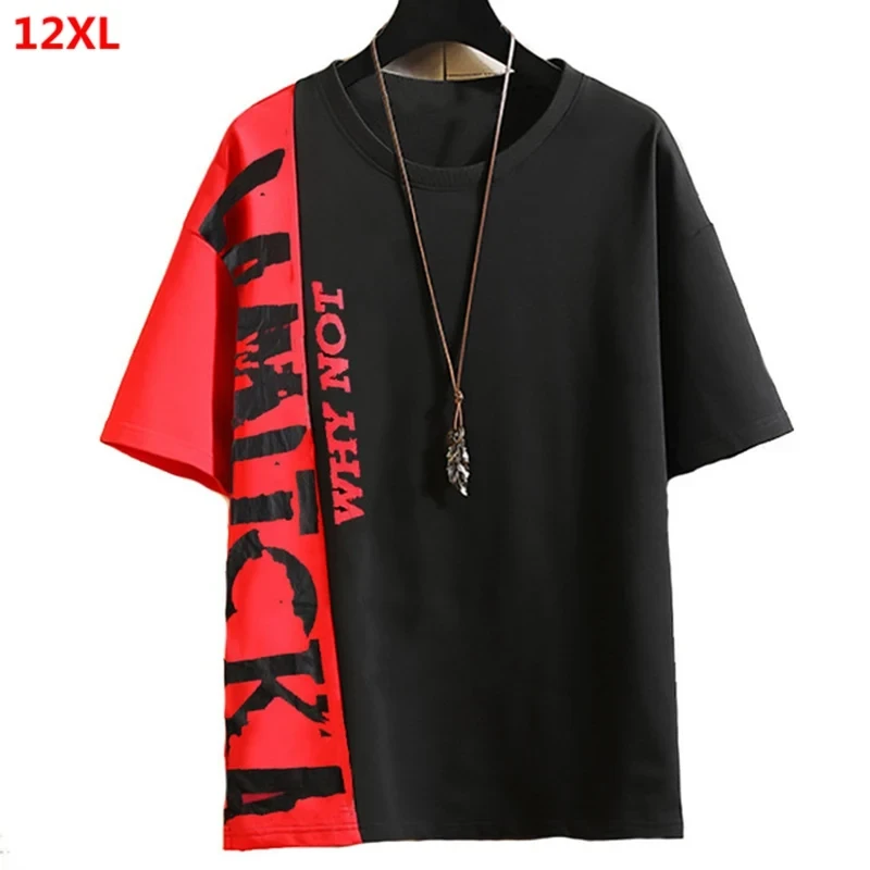 Plus size extra large summer tide brother loose 150kg cotton round neck half short sleeve t-shirt men's clothing 11XL 10XL 12XL
