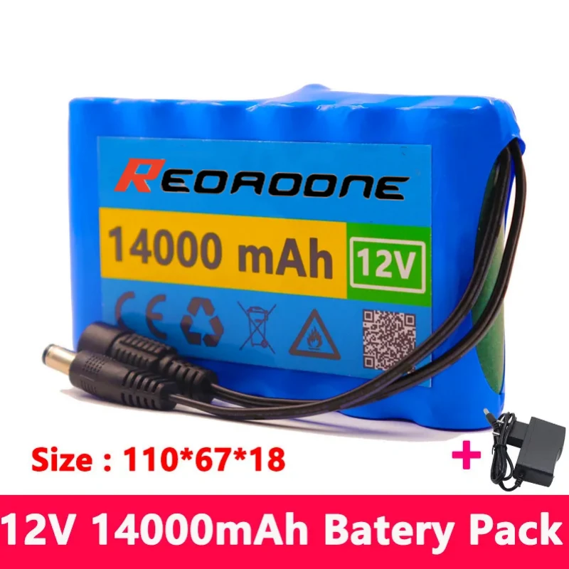 Original 18650 3S2P 12V 14000mah Li-ion Battery Rechargeable DC 12.6 V 14Ah CCTV, Camera, Monitor spare Battery pack+ charger