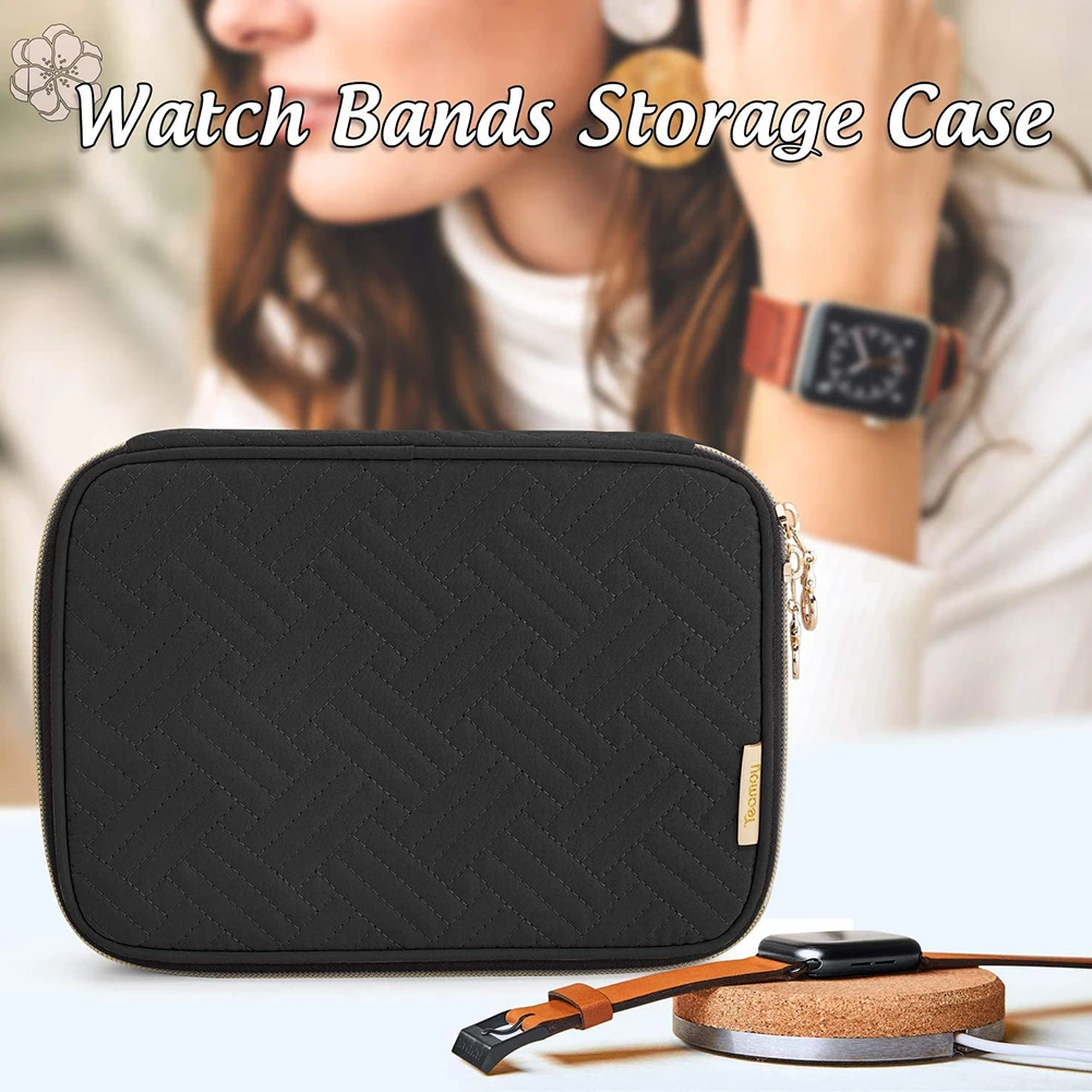 Portable watch box Organizer for Apple watch strap storage Travel Carrying Case Watchband Storage Bag Pouch Gray Black A/B