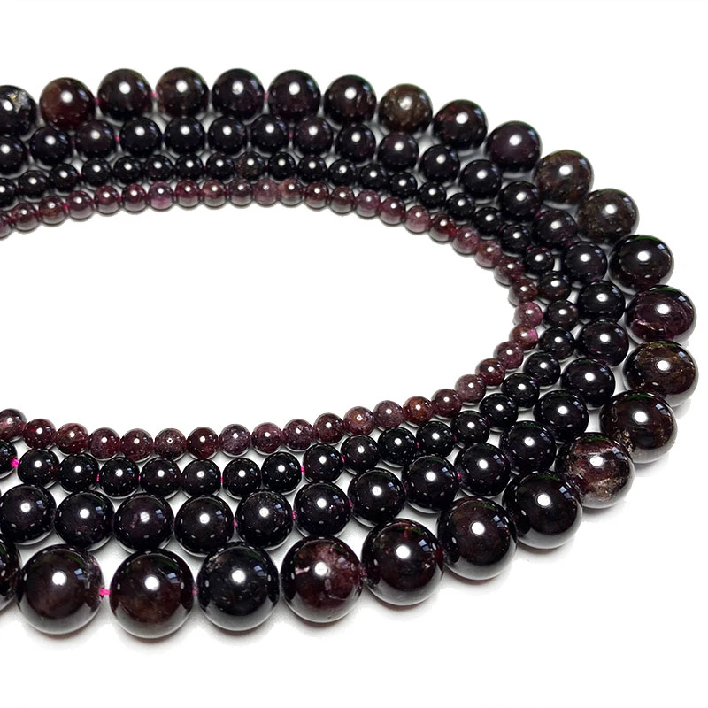 Wholesale Round Natural Red Garnet Stone Beads  For Jewelry Making DIY Crystal Bracelet Necklace 4/ 6/8/10 /12 mm Strand 15''