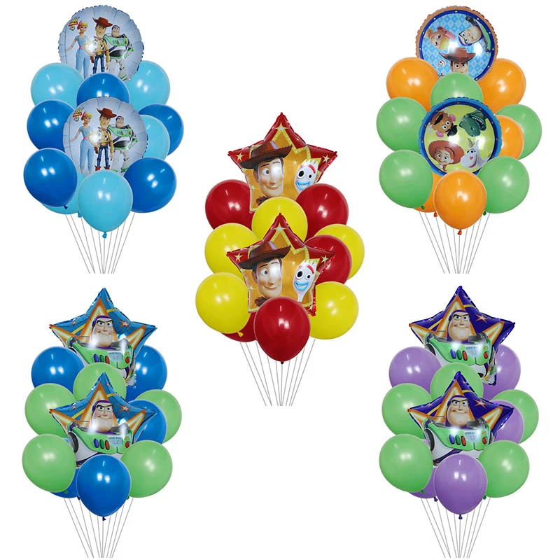 12pcs/lot 18inch Cartoon Toy Woody Captain Buzz Lightyear Foil Balloons Superhero Story Globos Kids Birthday Party Decoration