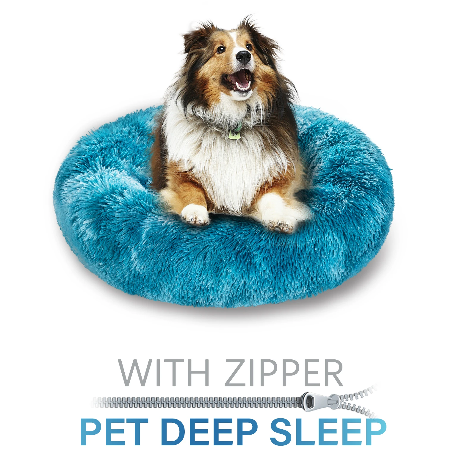 Super Pet King Dog Bed Zip Sofa Removable Dog Sleeping Bed Washable Donut Calming Long Plush Dog Beds XXL Detachable Dog House