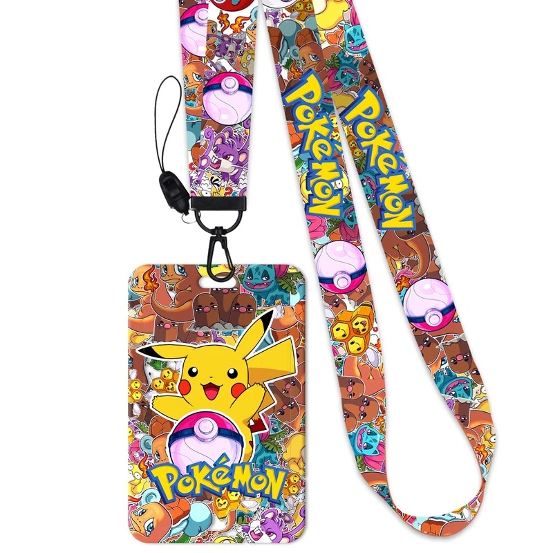 Pokemon Pikachu Key lanyard Car KeyChain ID Card Pass Gym Mobile Phone Badge Kids Key Ring Badge Holder Jewelry Anime