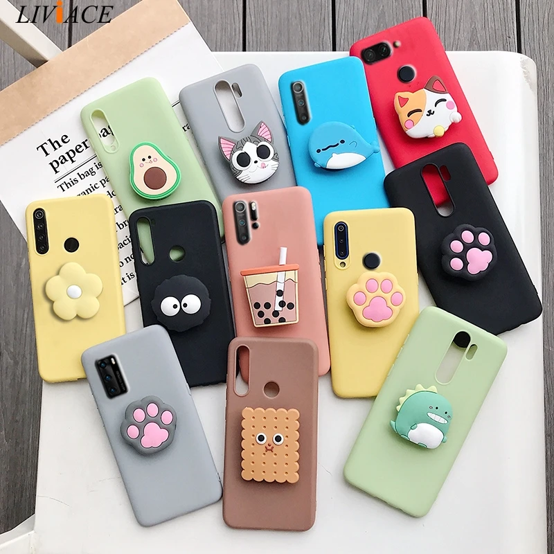 3D silicone cartoon phone holder case for huawei p40 pro p30 p20 lite pro p8 p9 p10 lite plus 2017 2016 cute stand covers