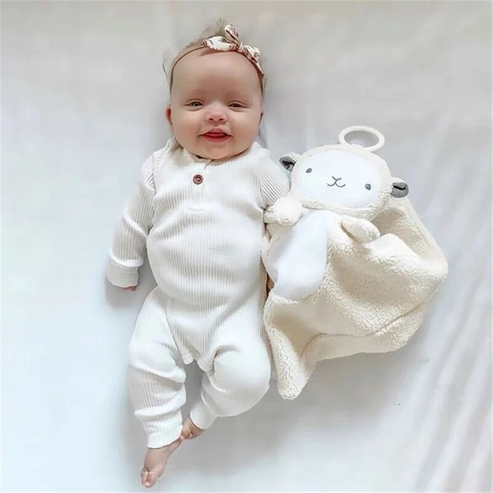 Newborn Baby Girls Boys Romper Solid Ribbed Long Sleeve Jumpsuit Cotton Infant Baby Clothes Outfits