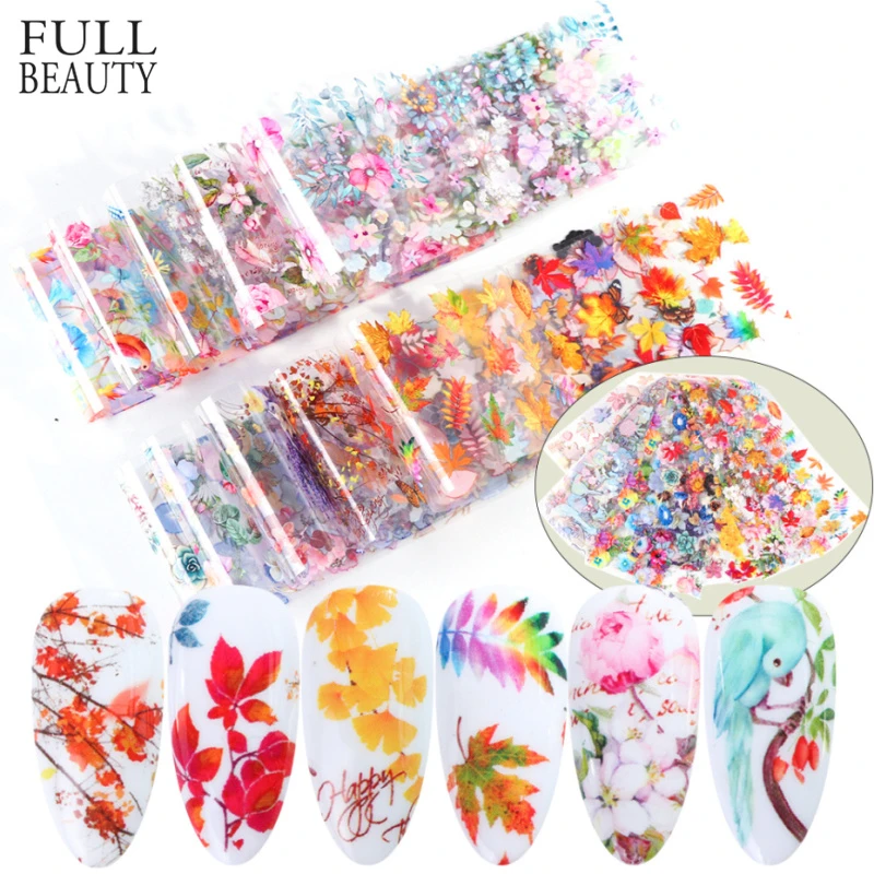 10pcs Flower Holographic Nail Foil Set Lavender Stickers for Nails Nail Art Transfer Sticker Manicure Tips Decoration CH19132