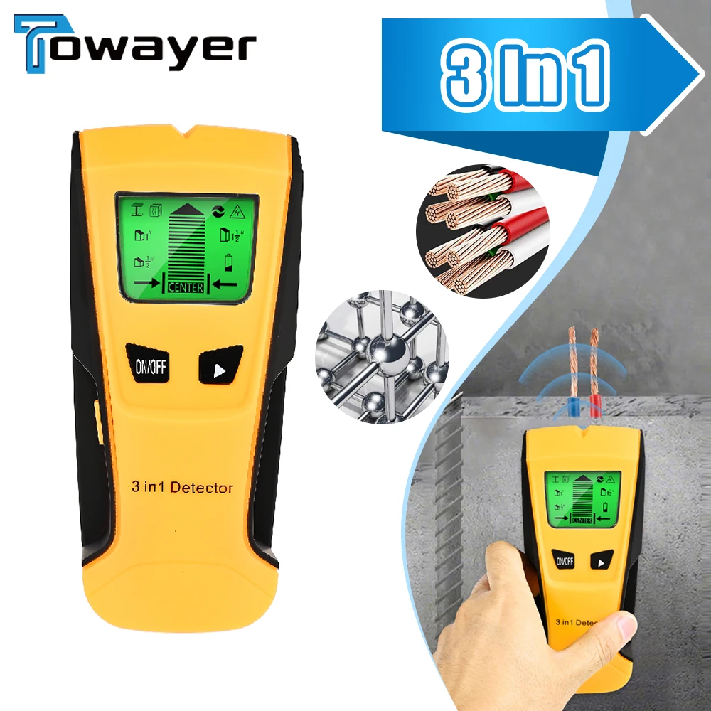 3 In 1 Metal Detector Find Metal Wood Studs AC Voltage Live Wire Detect Wall Scanner Electric Box Finder Wall Detector