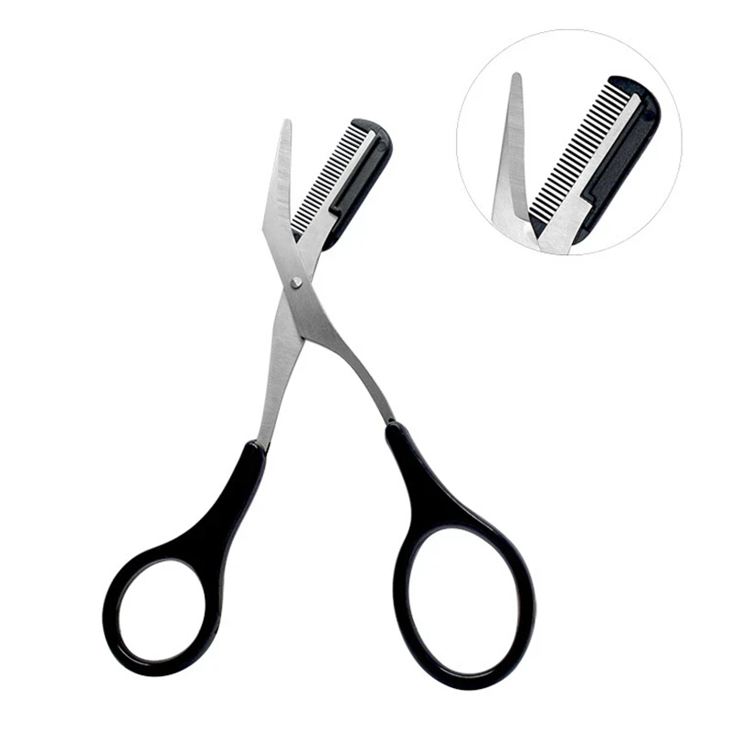 1pcs Eyebrow Trimmer Scissors  Comb Eyelash Hair Scissors Clips Shaping Eyebrow Razor Grooming wenkbrauw trimmer 5 Color