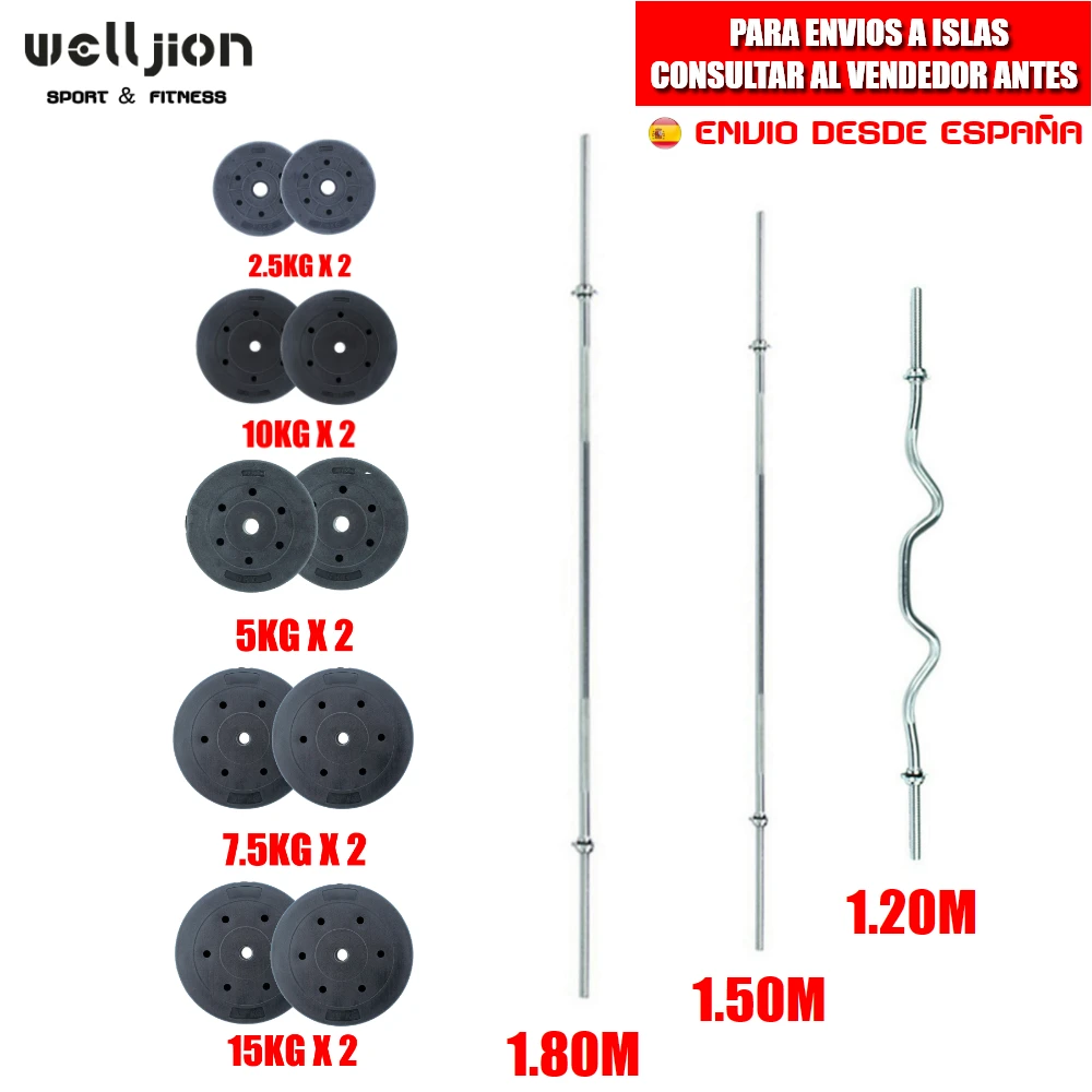 WEIGHT DISCS 2.5-15KG, WEIGHT BAR, 1.8 M, 1.5 M, 1.2 M, CULTURISM TRAINING, FREE SHIPPING