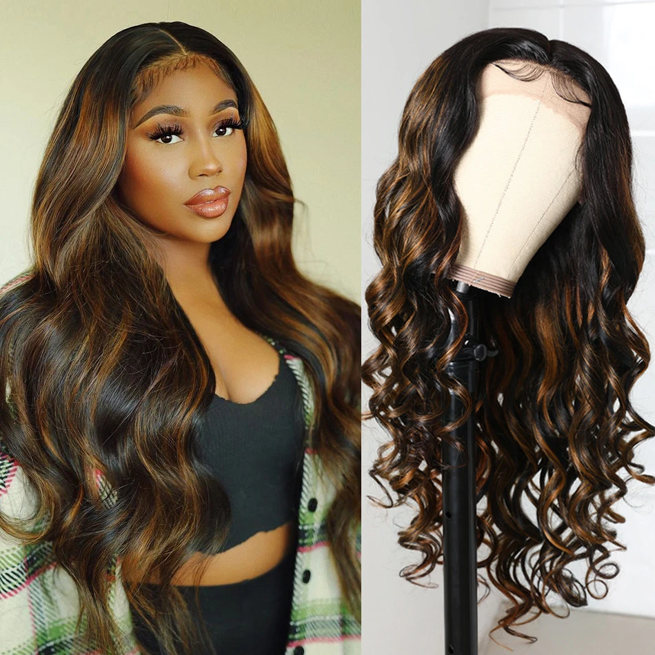 UNice 13x4 Lace Front Highlight Wig Human Hair 5x5 HD Lace Closure Wig PrePluck Virgin Hair Body Wave Wig Invisible HD Lace Wig