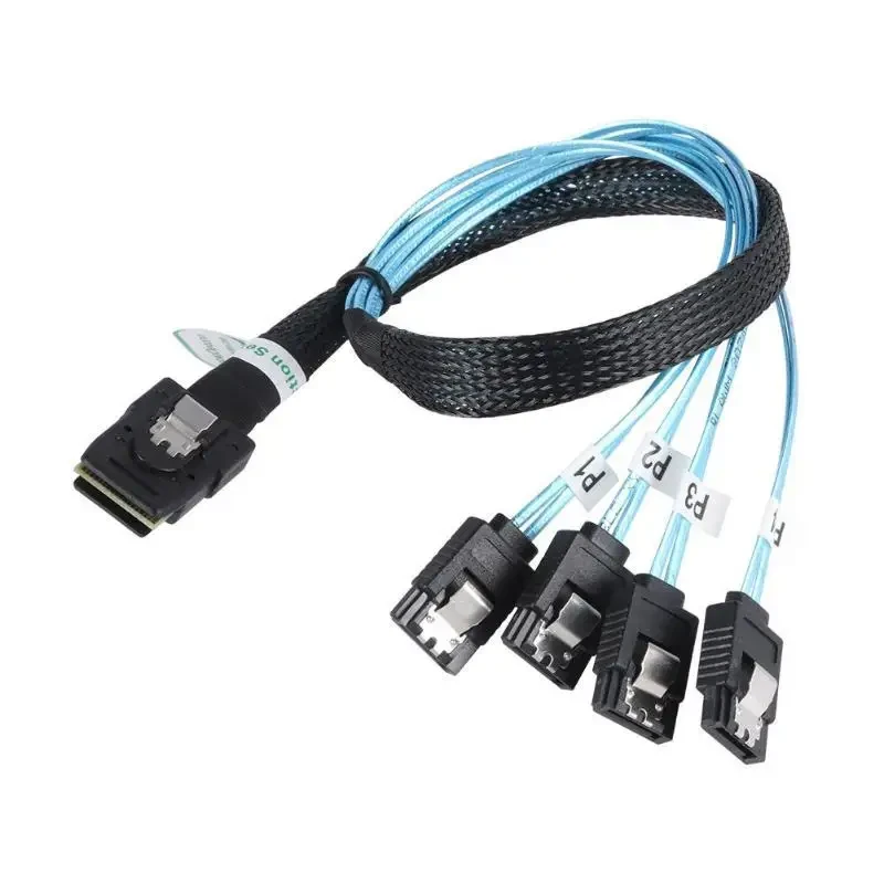 SAS SATA Cable Mini-SAS SFF-8087 To 4 SATA Cable Mini SAS 4i SFF8087 36P To 4 SATA 7P Cable 12Gbps 50cm Hard Drive Data