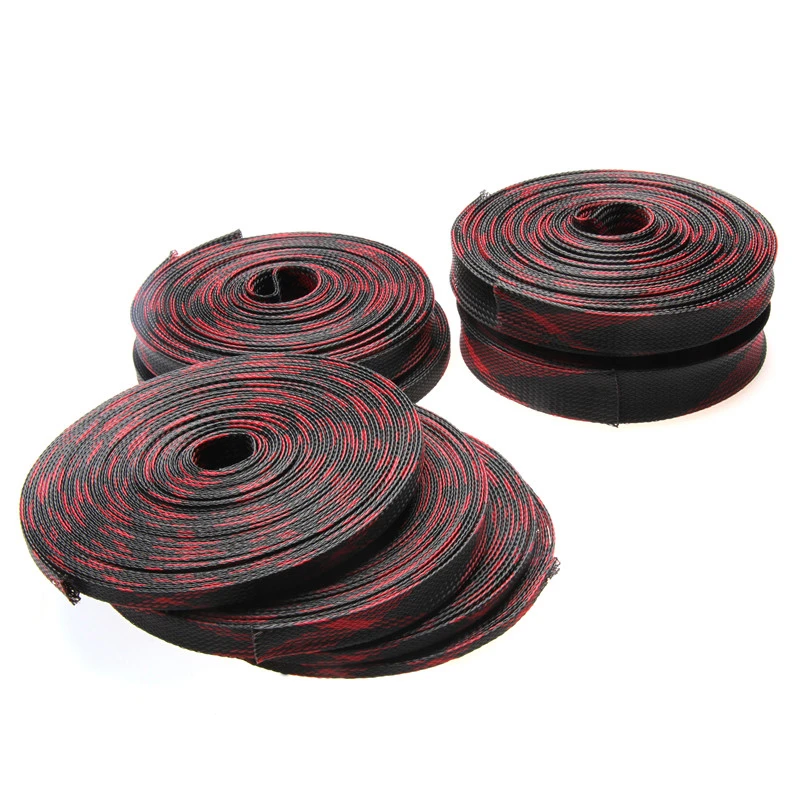 5M 10M PET Expandable Cable Sleeves Insulation Braided Sleeving Wire Gland Cables Protection 2/4/6/8/10/12/15/20/25mm