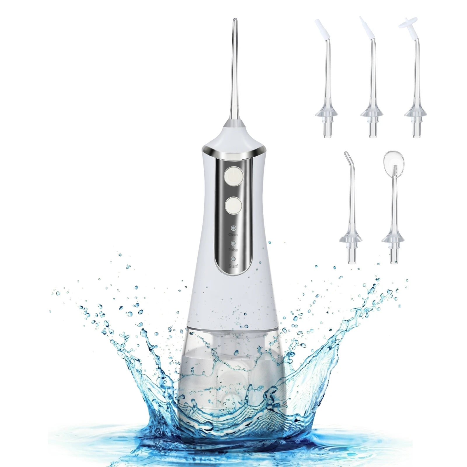 Portable Oral Irrigator Water Flosser USB Rechargeable Cordless 350 ML IPX6 Waterproof 3 Modes 5 Water Jet Tips Tooth Pick