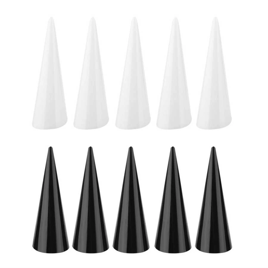 Fashion 5pcs Single Finger Cone Fingertip Display Ring Holder Storage Acrylic Display Showcase Stand Rings Jewelry Organizer