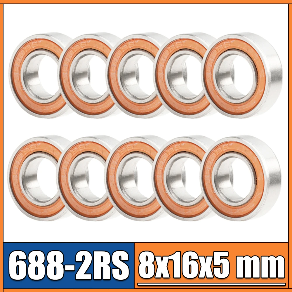 688-2RS Bearing ABEC-3 10PCS 8x16x5 mm Miniature 688RS Ball Bearings 618/8RS Z3V3 Orange Sealed Bearing 688 2RS