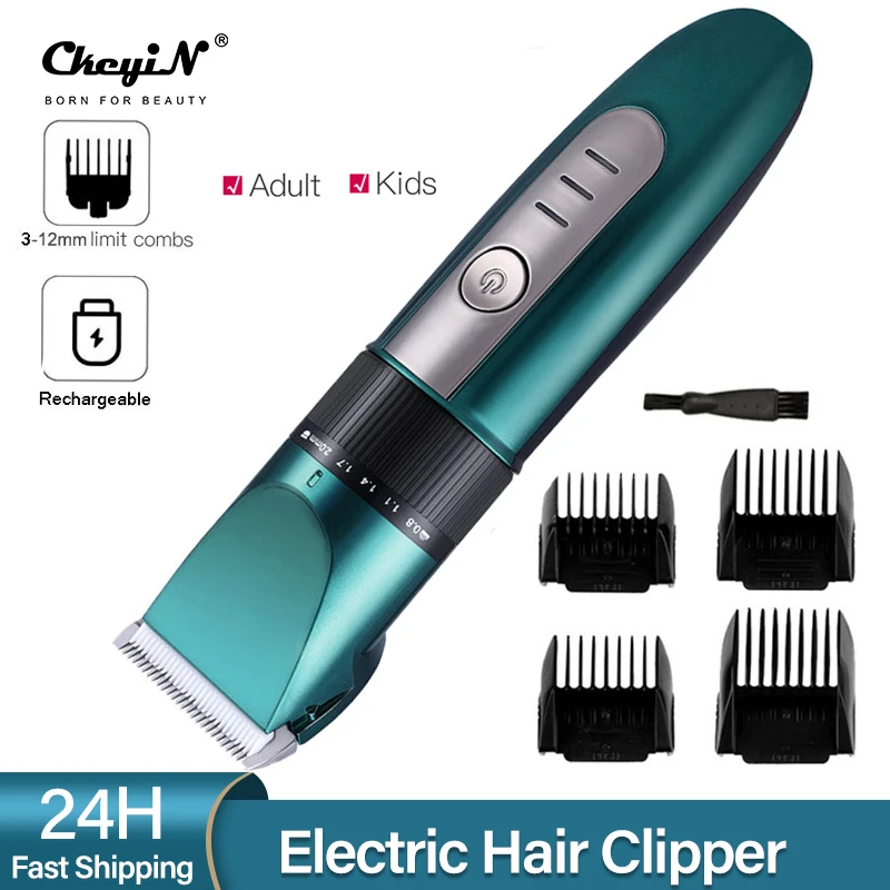 Professional Hair Clipper Men's Barber Beard Trimmer Rechargeable Ceramic Blade Hair Cutting Machine Low Noise Adult Kid Haircut