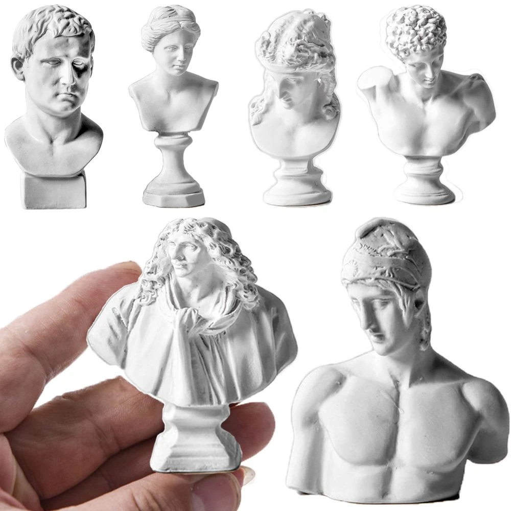 Greek Mythology Figurines Gypsum Portraits Bust Mini Gypsum Statue Drawing Practice Crafts Plaster Sculpture Nordic Home Decor