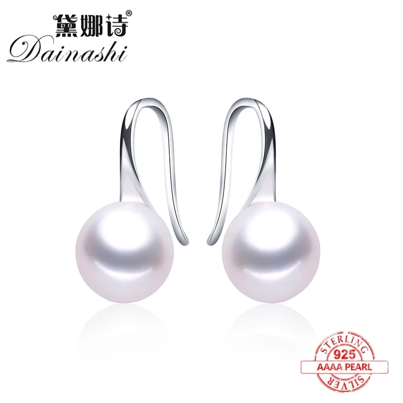 2021 New Hot selling stud earrings for women white black real Natural pearl jewelry 925sterling silver accessories gift with box