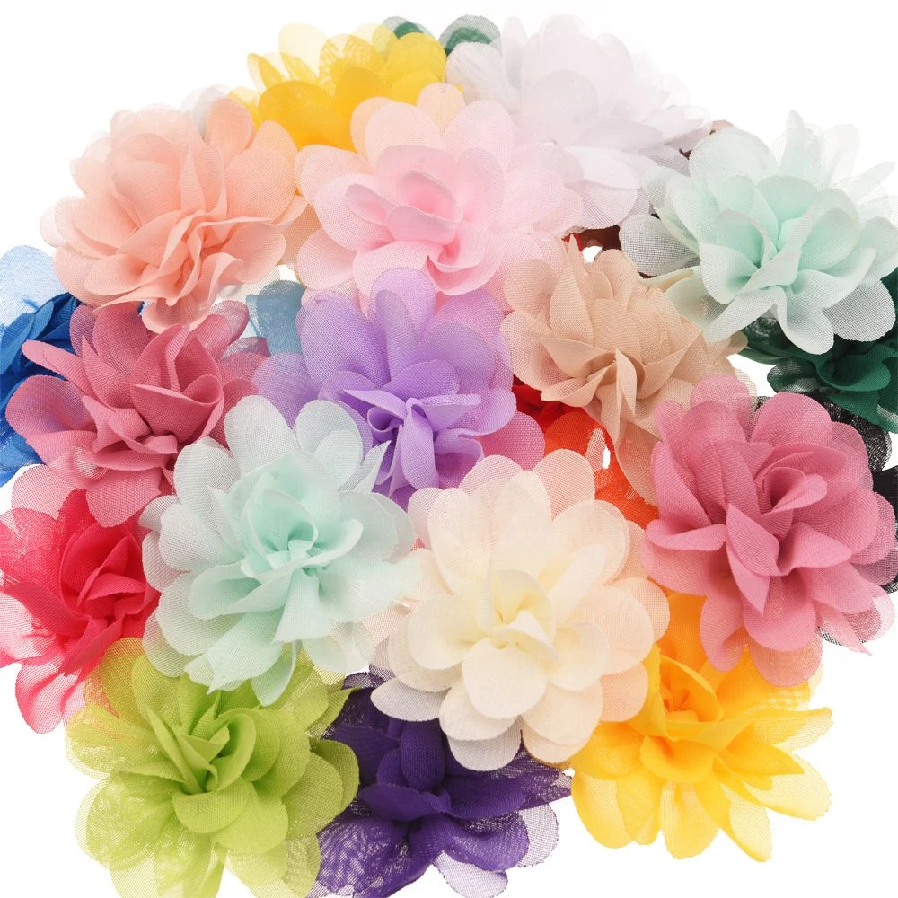 20PCS Chiffon Flowers Boutique hair accessories DIY Flower  Headwear Fashion Accessory Hair Flowers No Hair Clip for headband