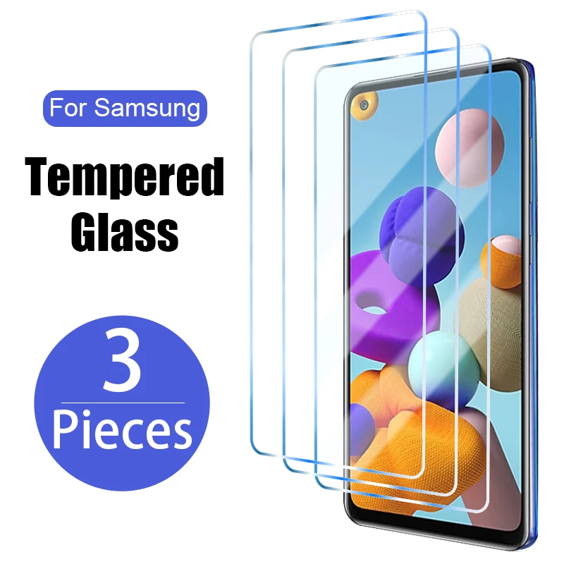 3PCS Protective Glass for Samsung A51 A52 A50 A12 A02S A21S Screen Protector on Samsung Galaxy A71 A72 A10 A20 A70 A31 A32 Glass