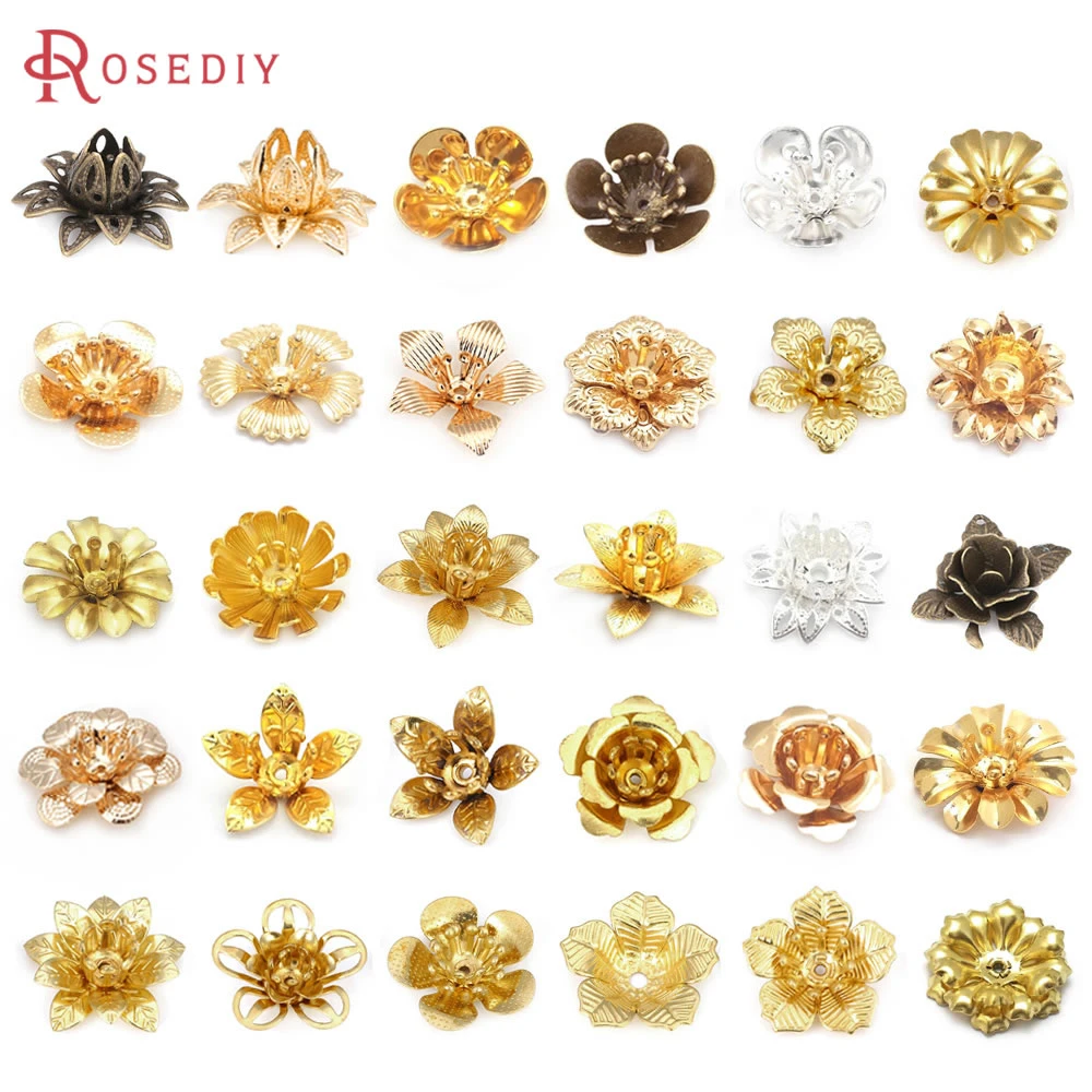 (27166)20PCS 3D Flowers Plum Flower Beads Caps Spacer Diy Jewelry Findings Accessories More styles can picked