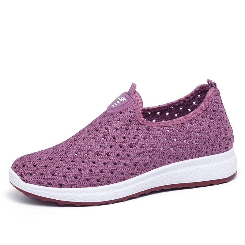 2021 Summer Women Shoes Breathable Mesh Sneakers Shoes Ladies Slip on Flats Socofy Loafers Shoes Fashion Trainers Women