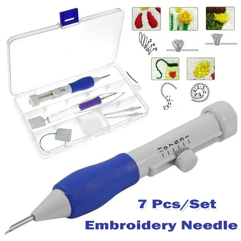 Embroidery Punch Needle Kit Stitching Tool Set Magic Embroidery Needle Pen Weaving Tool Knitting Sewing Tools for DIY Sewing