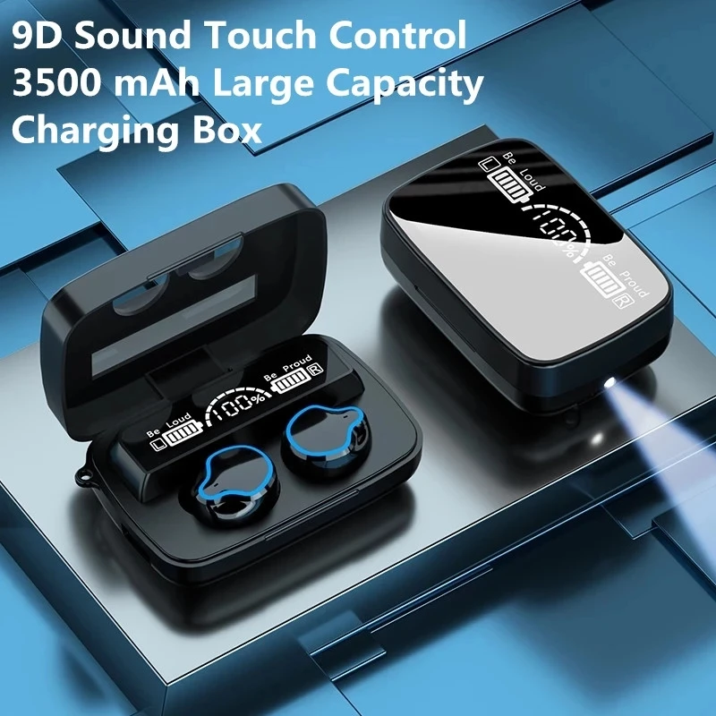 TWS Bluetooth-compatible Earphones Wireless Headphones Stereo Sports Waterproof Earbuds Headsets with Mic 3500mAh Charging Box