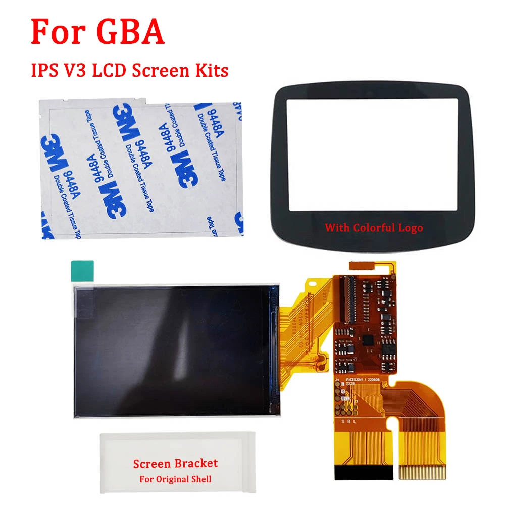 LCD V2 Screen Replacement Kits for Nintend GBA backlight lcd screen 10 Levels High Brightness IPS LCD V2 Screen For GBA Console