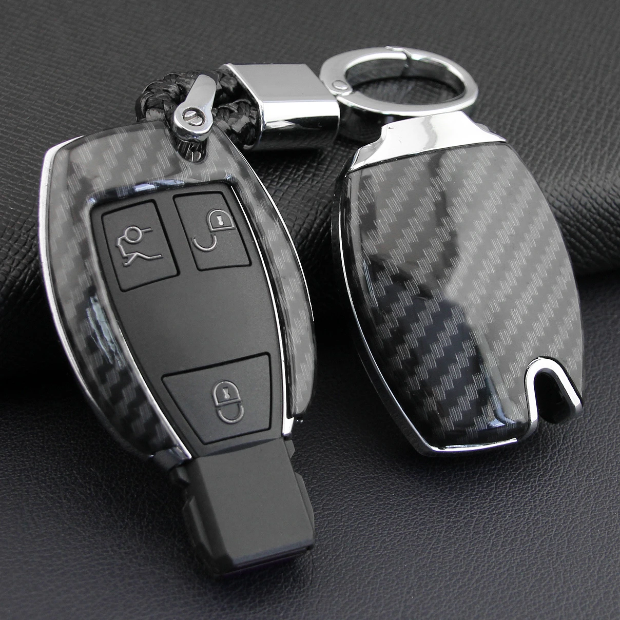 Carbon Fiber Hard Car Key Fob Chain Cover Case For Mercedes-Benz W205 W212 X253 W166 X204 X166 W176 W246 W204 W222 W463 X156