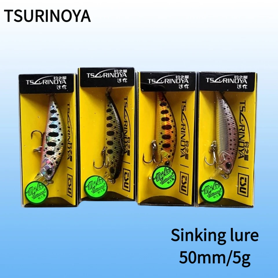 Tsurinoya 4PC 50mm 5g Sinking Minnow Artificial Bait for Trout Bass Fishing Wobbler Laser Hard Long Cast Fishing Lure DW63