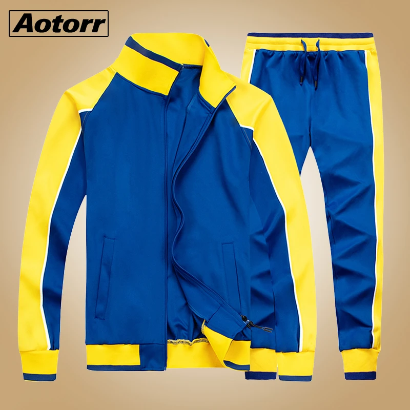 New Spring Mens Sweatsuit Sets 2 Piece Zipper Jacket Track Suit Pants Man Casual Brand Tracksuit Male Sportswear Set Clothes 4XL