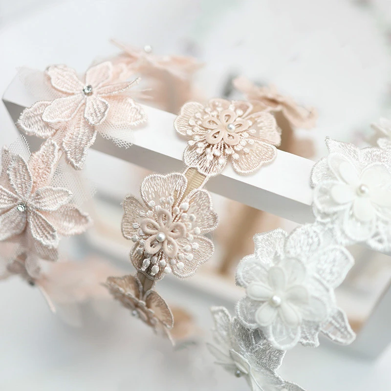 Baby Girl Lace Flower Crown Head Band Hair Accessories Lovely Embroidery Headband for Grils Hair Band Hair Bow Princess