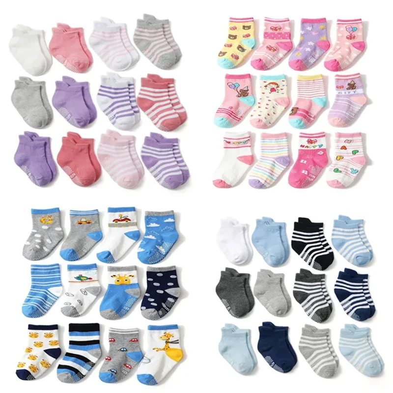 12pairs/Lot Kids Cotton Baby Floor Socks Boy Gril Child Short Socks Non-Slip  1-5 Years