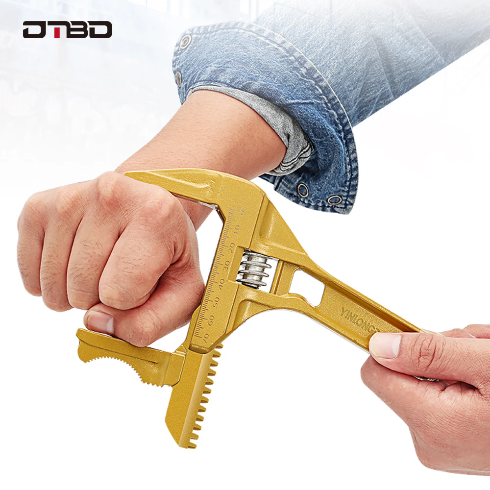 DTBD Multifunctional Wrench Universal Spanner Large Opening Adjustable Spanner Repair Tool for Water Pipe Screw Bathroom