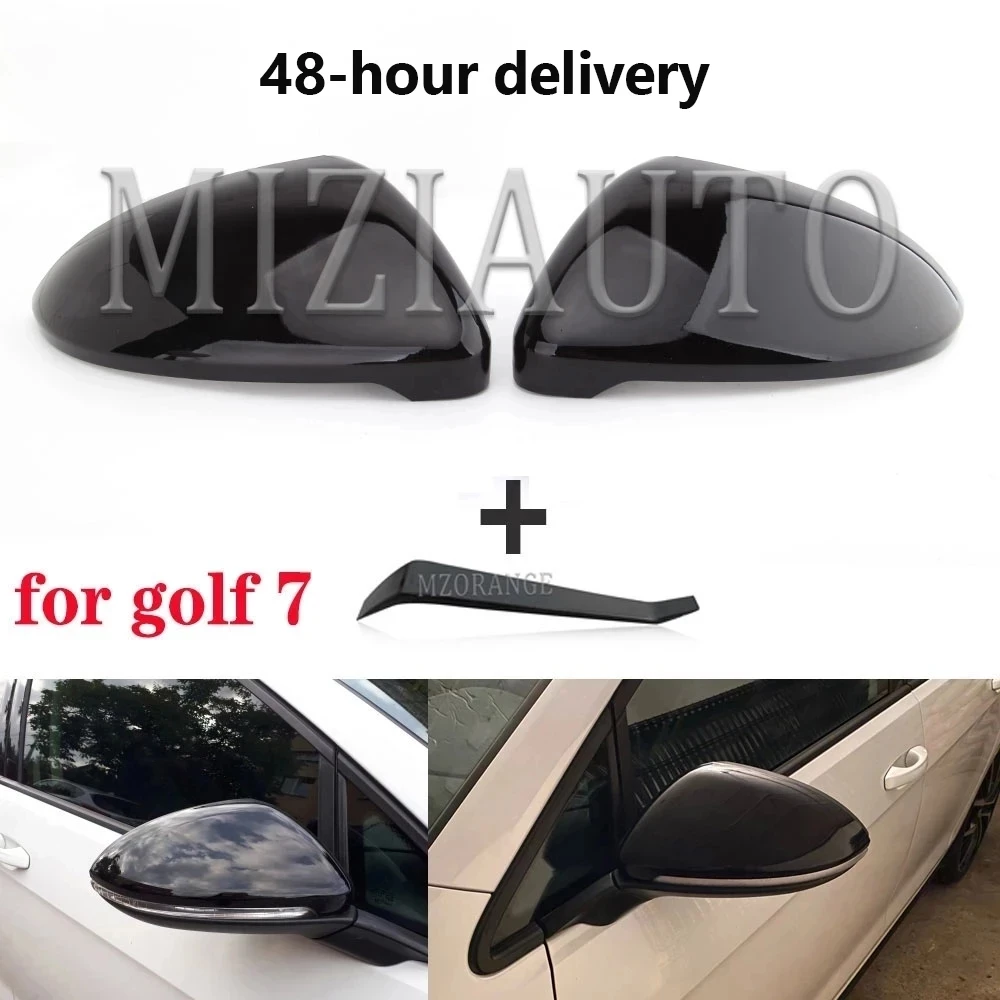 for VW for Golf 7 MK7 7.5 for GTI for Touran 2014-2019 Side RearView Mirror Cover Caps door Wing Mirror Case Cover Bright Black