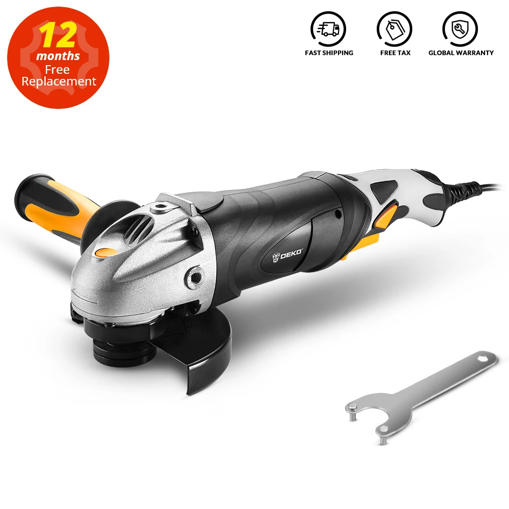 DEKO Electric Angle Grinder Machine  1600W  220V  125mm   Angular Power Tool Grinding Cutting Grinding Metal Wood