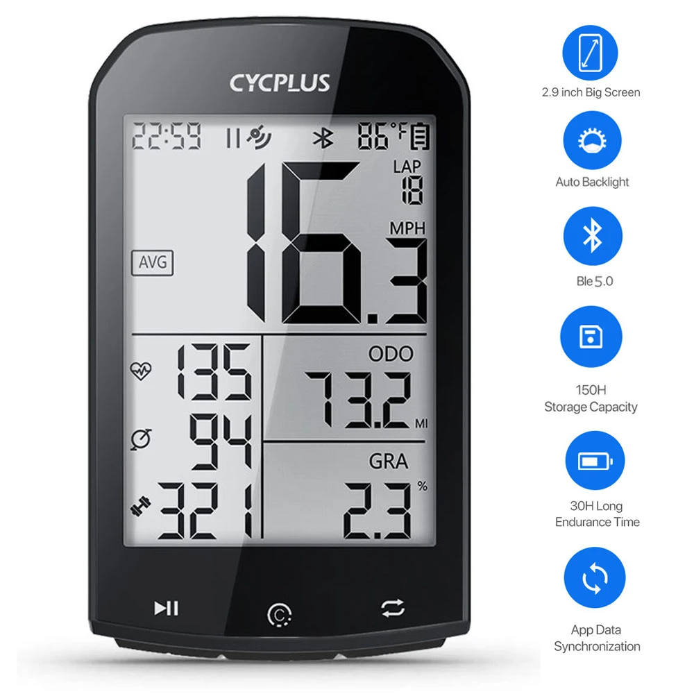 CYCPLUS M1 Bike Accessories GPS Cyclocomputer Cycling Bicycle Speedometer BLE 4.0 ANT+ Speed Sensor Bicycle Computer for Strava