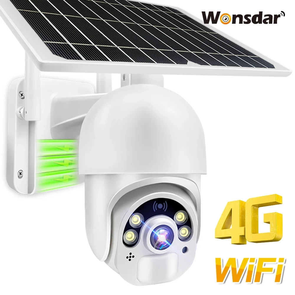 4G SIM Card Wireless IP Camera 1080P Solar PTZ WIFI Camera Built-in Rechargeable Battery Outdoor Street Video CCTV Surveillance