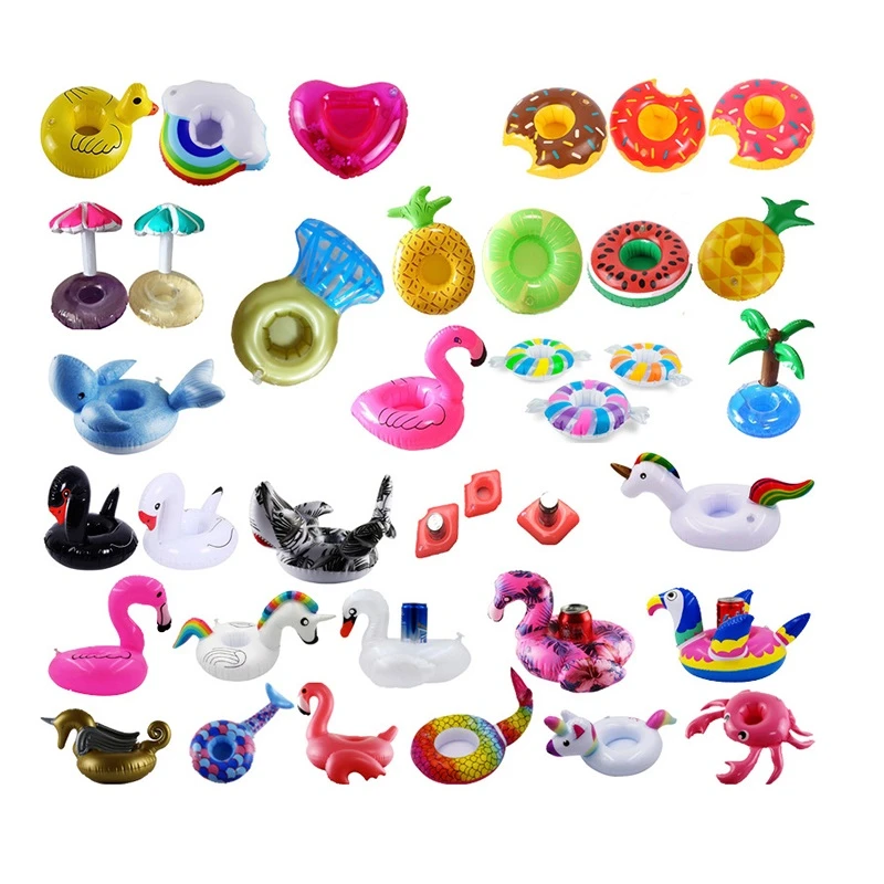 Mini Floating Cup Inflatable Flamingo unicorn Drinks Cup Holder Pool Floats Bar Coasters Floatation Devices Pink Toy Drink Holde